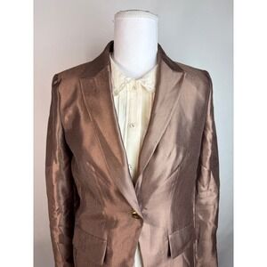 Donna Karan New York Women's Size 0 Bronze Metallic Shimmer Blazer NWT Mob Wife